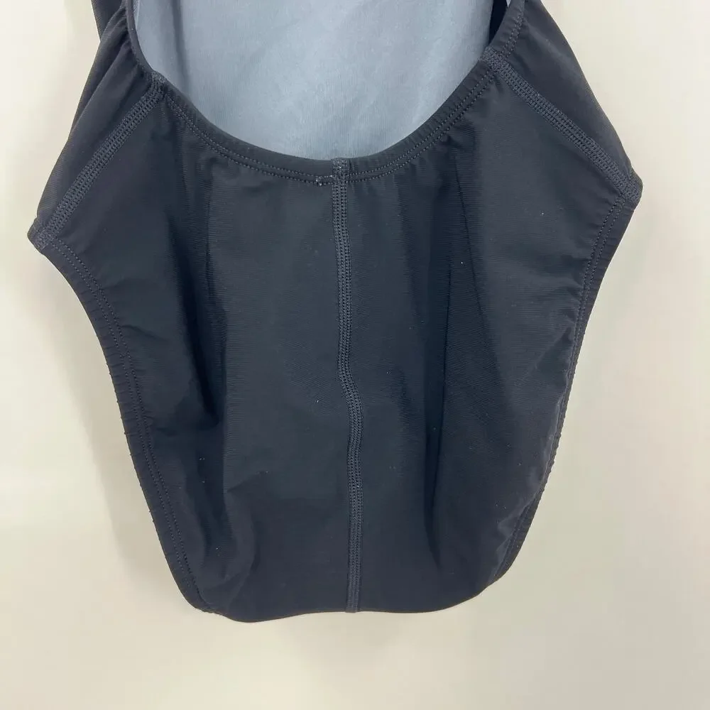 Speedo Power Plus One Piece Swimsuit Womens 28 Blue Black Crossback Athletic - Picture 8 of 12